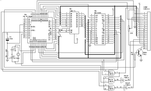 STC89C58RD+單片機(jī)與HY628400存儲器的連接電路